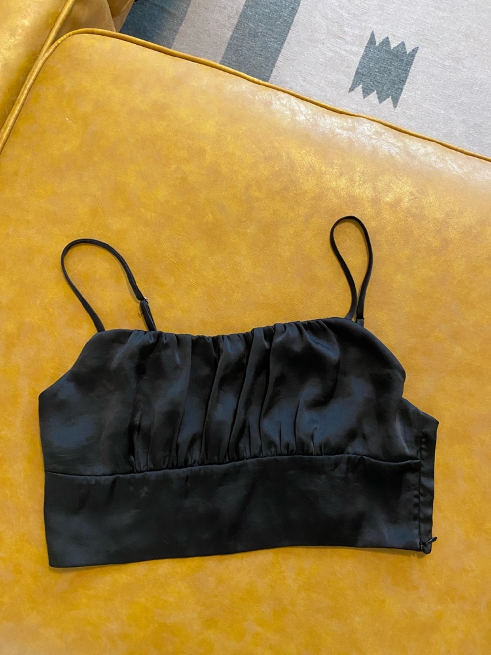Black Satin Cropped Top - Aritzia